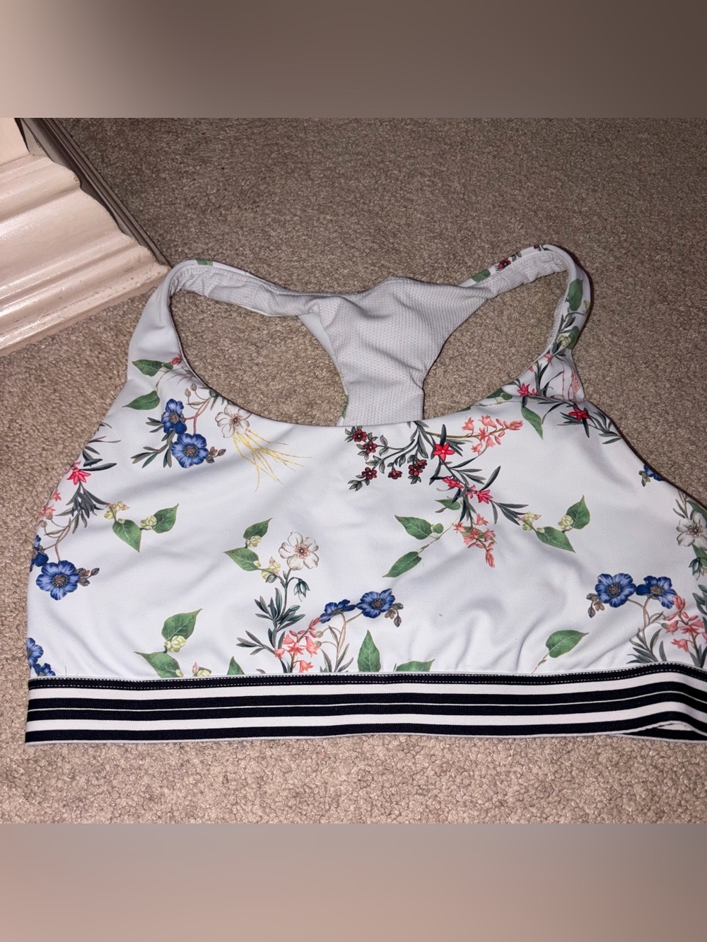 Athleta White Floral Sports Bra